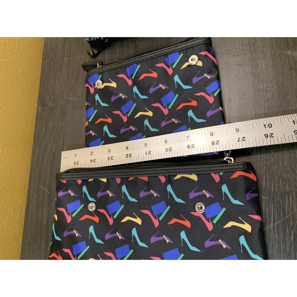Cosmetic Bags MIMOSA MAKEUP BAGs Set Of 2 Black W/ Shoe Design‎ Colorful